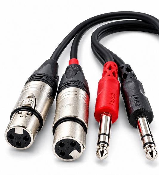 Dual XLR-F to Dual 1/4" TRS Audio Cable