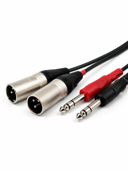 Dual XLR-F to Dual 1/4" TRS Audio Cable