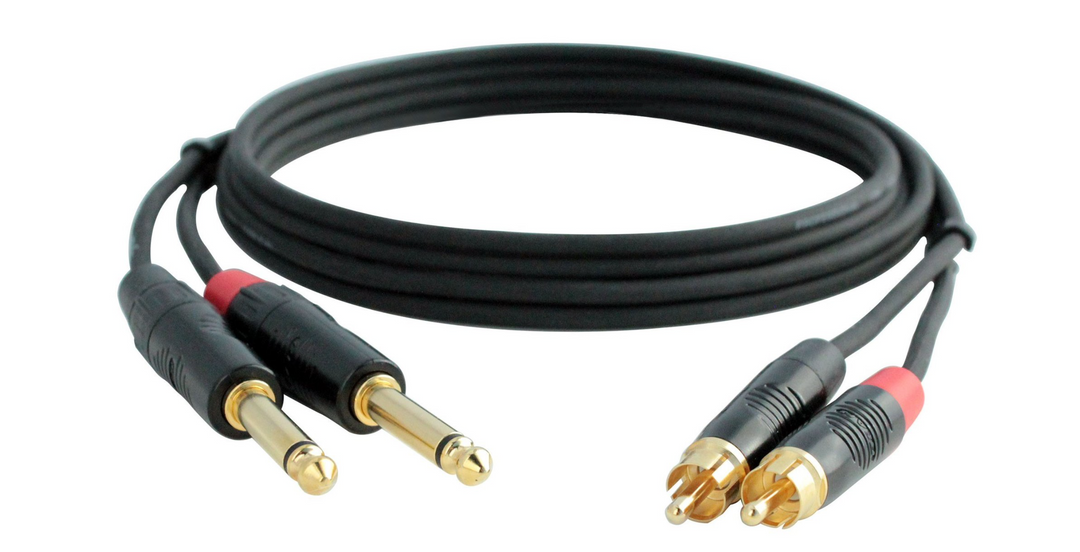 2 x RCA to 2 x 1/4" TS Audio Cable