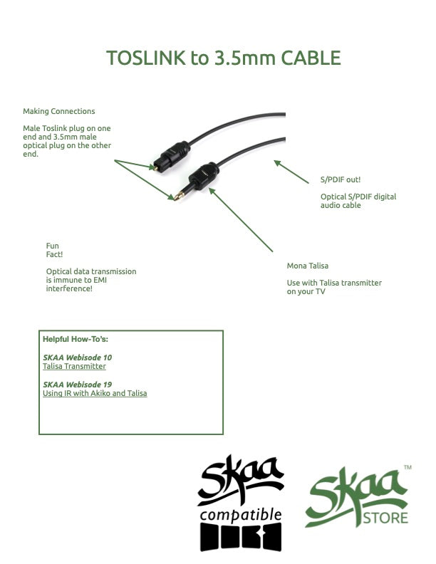 Toslink to 3.5 mm Optical Cable